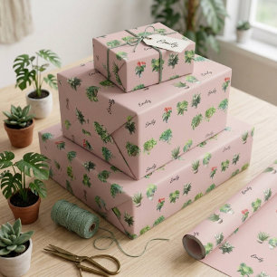 Papier Cadeau Nom personnalisé mignon pour amateur de plantes