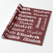 Papier Cadeau Nom personnalisé Monogramme initial Maroon rouge b (Déroulé)