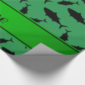 Papier Cadeau Nom personnalisé motif de thon rouge noir vert (Coin)