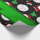 Papier Cadeau Nom personnalisé noir volleyball motif de noël (Coin)