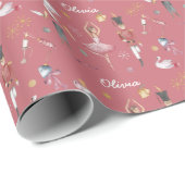 Papier Cadeau Nom personnalisé Nutcracker Ballet Ballerina Noël (Coin rond)