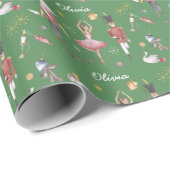 Papier Cadeau Nom personnalisé Nutcracker Ballet Ballerina Noël (Coin rond)