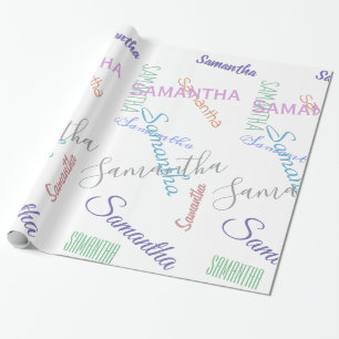 Papier Cadeau Nom personnalisé Papier d'enveloppement coloré per