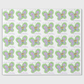 Papier Cadeau Nom personnalisé Papillon 2e anniversaire (Plat)