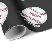 Papier Cadeau Nom personnalisé par anniversaire de base-ball du (Coin rond)