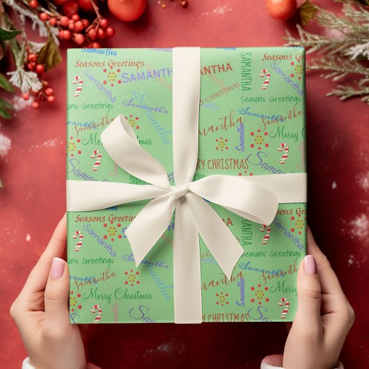 Papier Cadeau Nom personnalisé Petit texte Vacances Noël Guerre