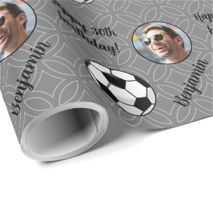 Papier Cadeau Nom personnalisé Photo Sport Soccer Anniversaire