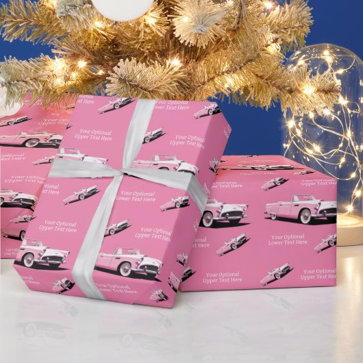 Papier Cadeau Nom personnalisé Pink Classic Car (Vacances)
