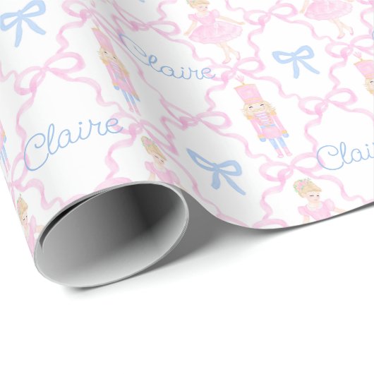 Papier Cadeau Nom personnalisé Preppy Nutcracker (Coin rond)