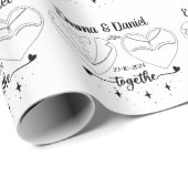 Papier Cadeau nom personnalisé script mariée et marié mariage (Coin rond)