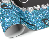 Papier Cadeau Nom personnalisé sky bleu parties scintillant note (Coin rond)