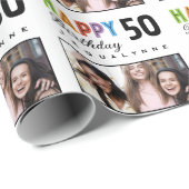Papier Cadeau Nom Photo 50e anniversaire (Coin rond)