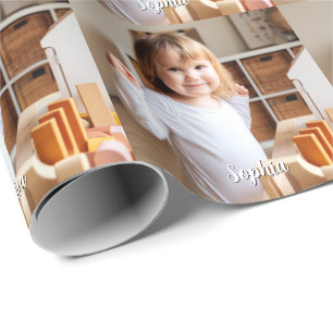 Papier Cadeau Nom photo et script de votre enfant