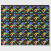 Papier Cadeau Nom prénom Arc-en-ciel "ANGE" + Étoiles (Plat)