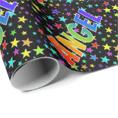 Papier Cadeau Nom prénom Arc-en-ciel "ANGE" + Étoiles (Coin rond)