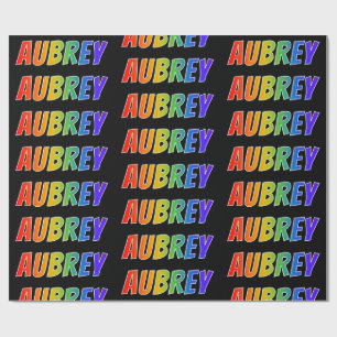 Papier Cadeau Nom prénom Arc-en-ciel "AUBREY"; Amusant et Coloré