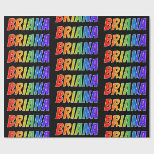 Papier Cadeau Nom prénom arc-en-ciel "BRIANA"; Amusant et Coloré