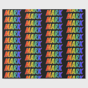Papier Cadeau Nom prénom Arc-en-ciel "MARK"; Amusant et Coloré