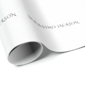 Papier Cadeau Nom propre décoration chic simple noir et blanc (Coin rond)