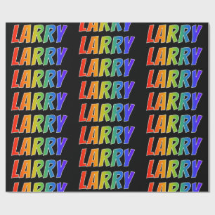 Papier Cadeau Nom propre "LARRY" ; Amusant et Coloré