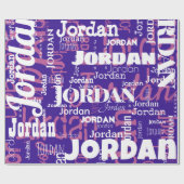 Papier Cadeau Nom répétitif moderne violet rose blanc (Plat)