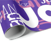 Papier Cadeau Nom répétitif moderne violet rose blanc (Coin rond)