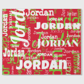 Papier Cadeau Nom répétitif Motif Vert Blanc Rouge Noël (Plat)