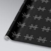 Papier Cadeau Nom rétro moderne éditable monogramme noir et gris