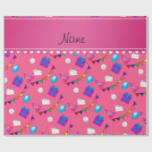 Papier Cadeau Nom rose beignets de gâteau casquette ballon d'ann (Plat)