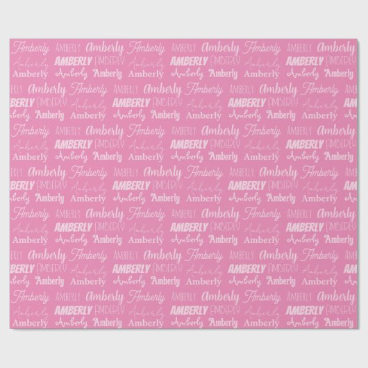 Papier Cadeau Nom rose personnalisé Polices mignonnes Collage An (Plat)