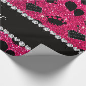 Papier Cadeau Nom rose rose parties scintillant couronne ballons (Coin)