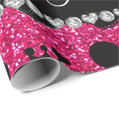 Papier Cadeau Nom rose rose parties scintillant couronne ballons (Coin rond)