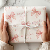 Papier Cadeau Nom Ruban Rose