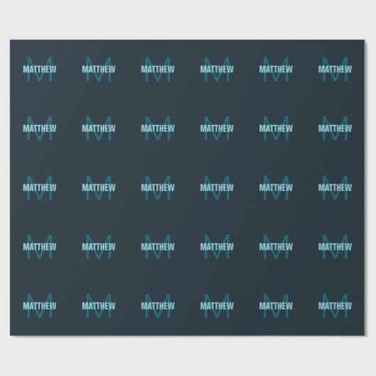 Papier Cadeau Nom simple en gras personnalisable en monogramme (Plat)