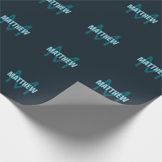 Papier Cadeau Nom simple en gras personnalisable en monogramme (Coin)