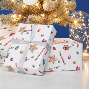 Papier Cadeau Nom sur Whimsy Holiday Candy Motif 30-in par 6ft