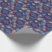 Papier Cadeau Nom Texte Bleu Rouge Blanc 4 juillet Anniversaire (Coin)