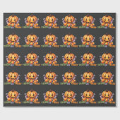 Papier Cadeau Nom Trick ou traiter Citrouille Éffrayant Hallowee (Plat)