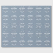 Papier Cadeau Nom Typographie moderne Bleu clair Joyeux annivers (Plat)