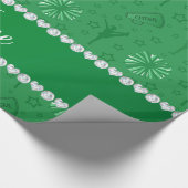 Papier Cadeau Nom vert pompom pompoms torkhorns étoiles (Coin)