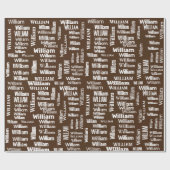 Papier Cadeau Nom WILLIAM Blanc Brown (Plat)