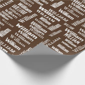 Papier Cadeau Nom WILLIAM Blanc Brown (Coin)