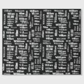 Papier Cadeau Nom WILLIAM Blanc En Noir (Plat)