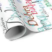 Papier Cadeau noms colorés . personnalisées multicolores (Coin rond)