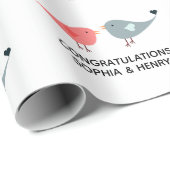 Papier Cadeau Noms de chambre de mariée Inséparable mignonne mar (Coin rond)