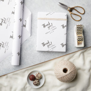 Papier Cadeau Noms de mariées et de mariées personnalisées Merci
