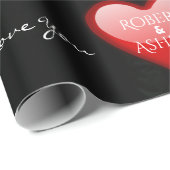 Papier Cadeau Noms Des Couples Dans Les Coeurs (Coin rond)