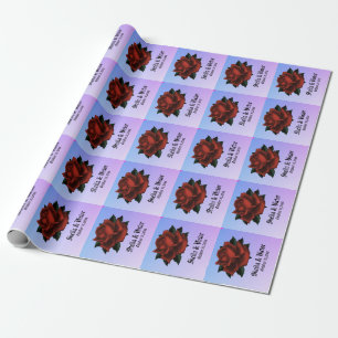 Papier Cadeau Noms des Mariages gothiques de Rose rouge et date