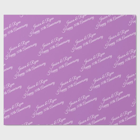 Papier Cadeau Noms personnalisés, Anniversaire, Script blanc sur (Plat)