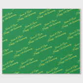 Papier Cadeau Noms personnalisés, Anniversaire, Script jaune sur (Plat)